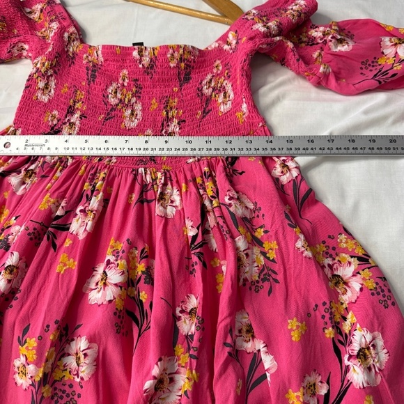 Torrid 00 Women's Pink Floral Off-Shoulder Mini Fit & Flare Dress M/L Summer - Picture 10 of 12